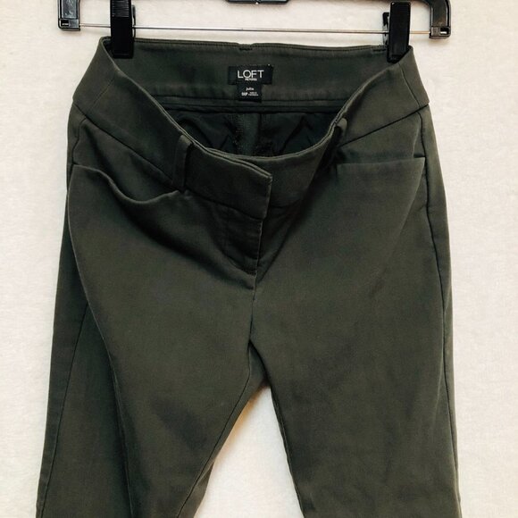 LOFT Petite Dark Olive Green Skinny Ankle Pants - Picture 2 of 12